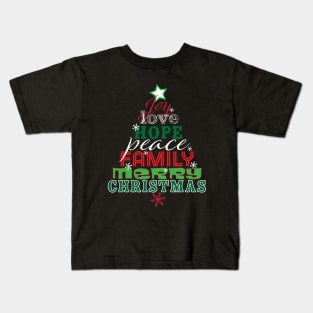 Wordy Christmas Tree Kids T-Shirt